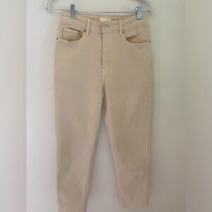 H&M Women's Beige Slim High Rise Straight Ankle Jeans Size 6